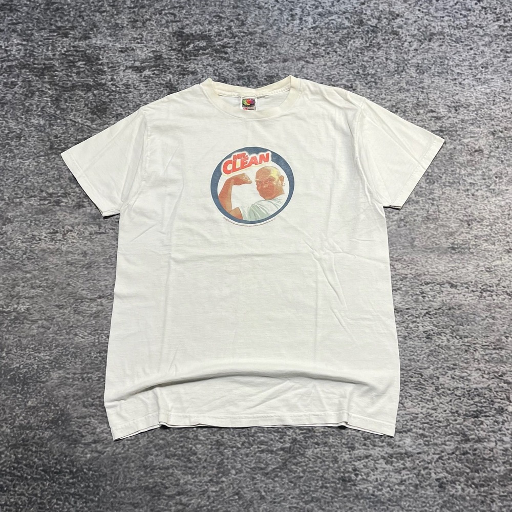 Vintage‎ Mr Clean T Shirt Mens Large White 2001 Promo Fruit Of The Loom